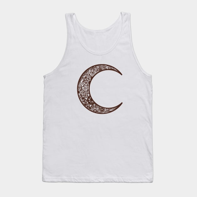 Brown Henna Crescent Moon Tank Top by Tilila